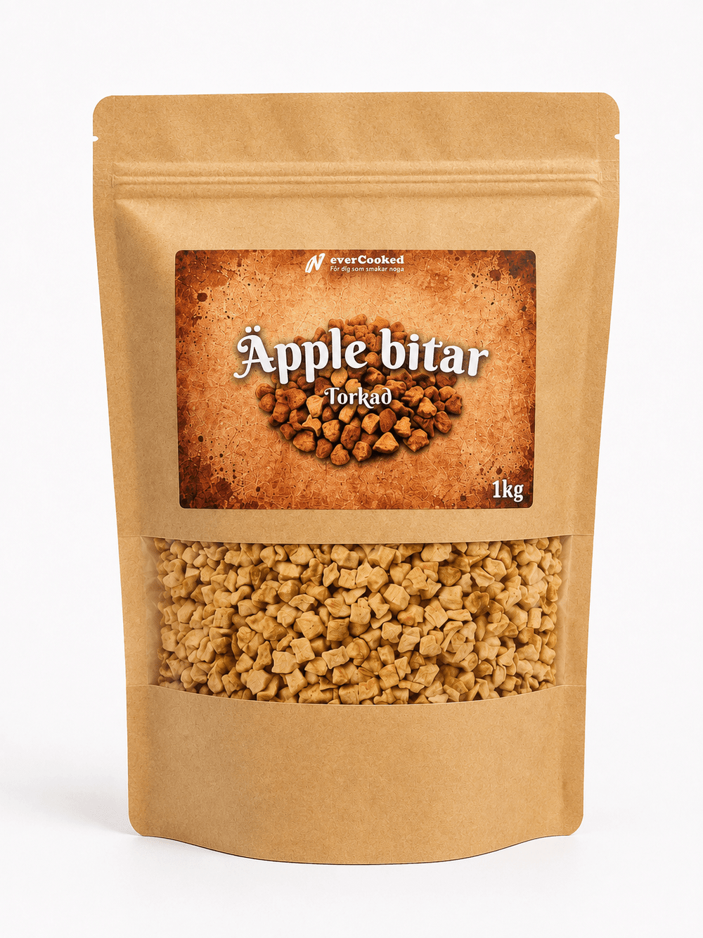 Torkade Äppelbitar 1000g - Never Cooked