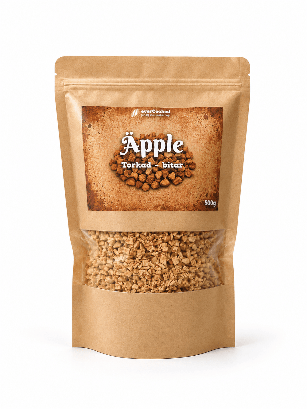 Torkade Äppelbitar 500g - Never Cooked