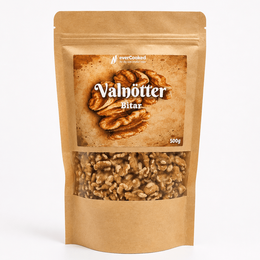 Valnötter i bitar RAW 500g - Never Cooked